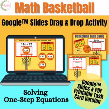 Preview of Google™ Slides Basketball Drag & Drop // Algebraic One Step Equations