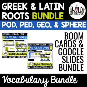 Preview of Vocabulary Set 1 Bundle: Google Slides & Boom Cards: Roots Ped, Pod, Geo, Sphere