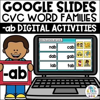 Preview of Google Slides™ CVC Word Families -ab Digital Activities