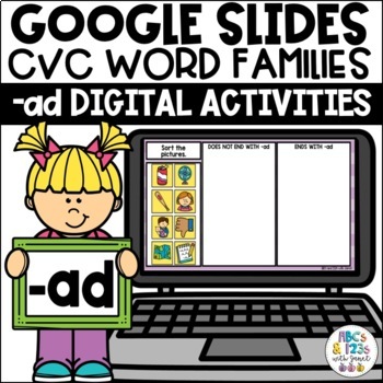 Preview of Google Slides™ CVC Word Families -ad Digital Activities