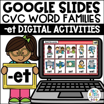 Preview of Google Slides™ CVC Word Families -et Digital Activities