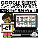 Google Slides™ CVC Word Families -et Digital Activities
