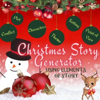 Preview of Google Slides Christmas Creative Writing Story Generator Workshop with Rubric