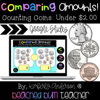 Preview of Google Slides: Comparing Money! Counting Coins Under $2.00 (Digital Resource)