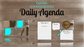Preview of Google Slides - DAILY AGENDA - Teal Coffee Shop