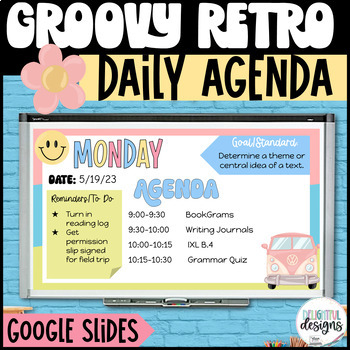 Preview of Google Slides Daily Agenda Templates | Editable Daily Agenda | Groovy Retro