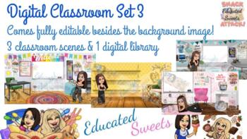 Preview of Google Slides Digital Classroom Bitmoji Digital Library Set 3 EDITABLE