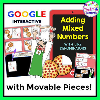 Preview of Google Slides Digital Math : Adding Mixed Numbers with Like Denominators