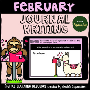 Preview of Google Slides Digital Monthly Journal Writing Prompts-February