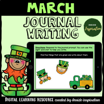 Preview of Google Slides Digital Monthly Journal Writing Prompts-March