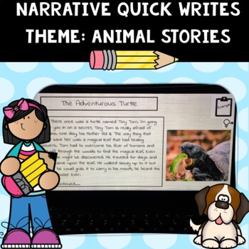 Preview of Google Slides-Digital Narrative Quick Writes for Distance Learning-Animal Theme