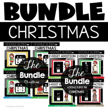 Preview of Google Slides™ Distance Learning Addition, Subtraction, 2 Digit Christmas Bundle