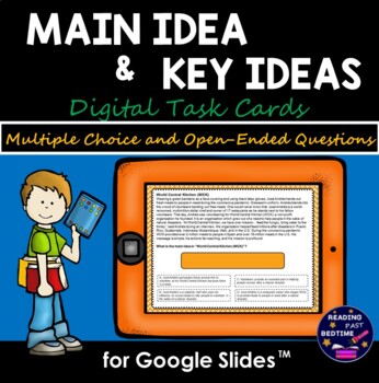 Preview of Main Idea Digital Task Cards using Google Slides for STAAR Reading Review