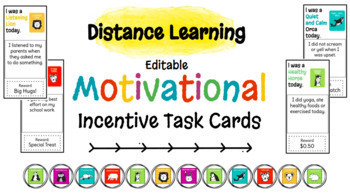 Preview of Google Slides Distance Learning Motivational Incentive Task Cards *Editable*