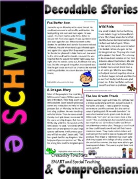 Preview of Schwa Reading Passages & Comprehension Distance Learning Google Third Grade