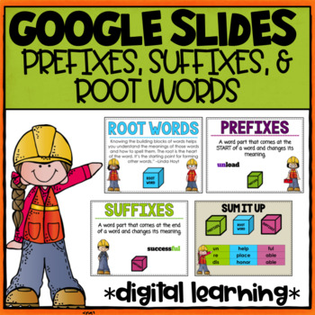 Preview of Google Slides™ -  Distance Learning Suffixes, Prefixes, and Root Words
