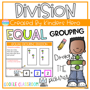 Preview of Division with Equal Grouping Drag the Picture for Google Slide Distance Learning