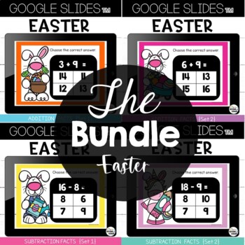 Preview of Google Slides™ Easter Addition and Subtraction Facts Bundle for Google Classroom