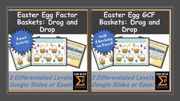 Preview of Bundle!: Google Slides Easter Egg Factor and GCF Baskets Drag 'n Drop