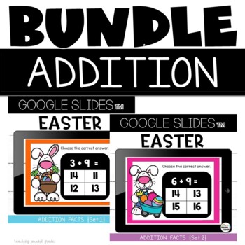 Preview of Google Slides™ Easter Addition Facts Bundle for Google Classroom