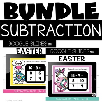 Preview of Google Slides™ Easter Subtraction Facts Bundle for Google Classroom