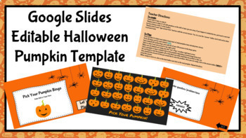 Preview of Google Slides Editable Halloween Pumpkin Bingo Template