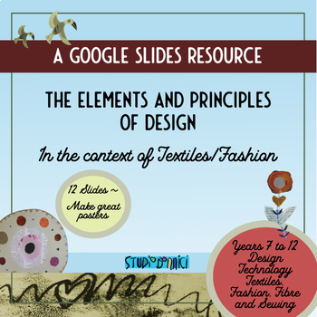 Preview of Google Slides Elements and Principles with Fashion and Textiles theme