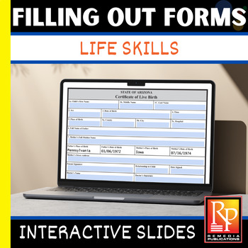 Preview of FILLING OUT FORMS - Practical Practice Reading & Life Skills - GOOGLE Activities