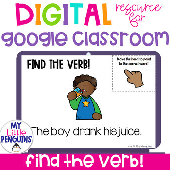 Preview of Google Slides: Find the Verb! | Easel Activity | Distance Learning |