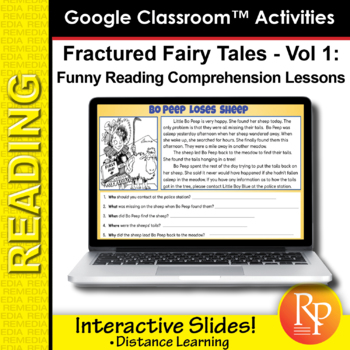 Preview of Fractured Fairy Tales & Wh Questions for Reading Comprehension Digital Resource
