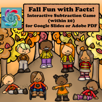 Preview of Interactive Math Game Google Slides Subtraction- Fall Fun with Facts