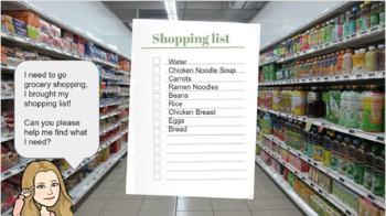 Preview of Google Slides Grocery Shopping Activity! (Money & Choice Activity)