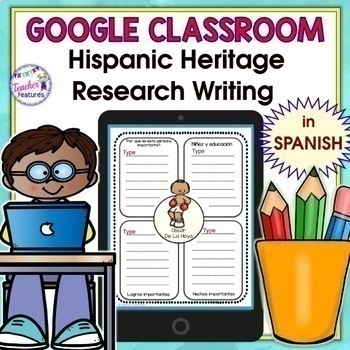 Preview of Google Slides HISPANIC HERITAGE MONTH Biography Research Reading Project SPANISH