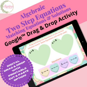 Preview of Google™ Slides Hearts // Algebraic Two Step Equations