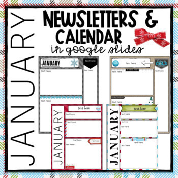 Preview of Google Slides - January Newsletter Templates and Calendar