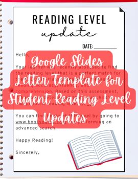 Preview of Google Slides Letter Template for Student Reading Level Update