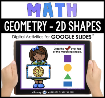 Preview of Google Slides Math Geometry 2D Shapes Common Objects Distance Learning