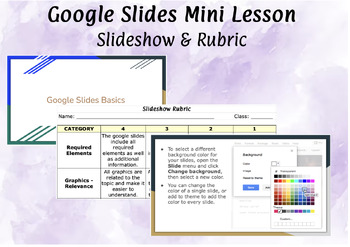 Preview of Google Slides Mini Lesson & Rubric