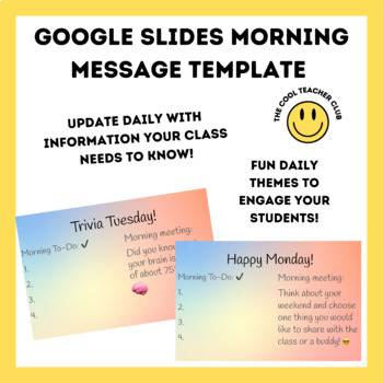 Preview of Google Slides Morning Message | Morning Meeting Templates - Editable