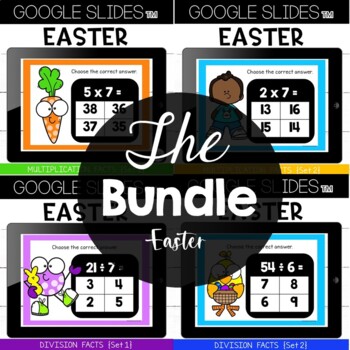 Preview of Google Slides™ Multiplication & Division Facts Easter Bundle: 2nd and 3rd Grade