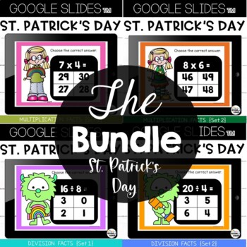 Preview of Google Slides™ Multiplication Division St Patricks Day Bundle: 2nd and 3rd Grade