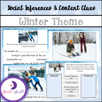 Preview of Google Slides + PDF: Winter Social Inferences & Context Clues, Distance Learning
