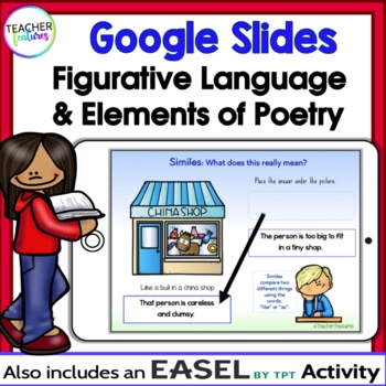 Preview of ELEMENTS of POETRY & FIGURATIVE LANGUAGE Review Google Slides and EASEL Activity