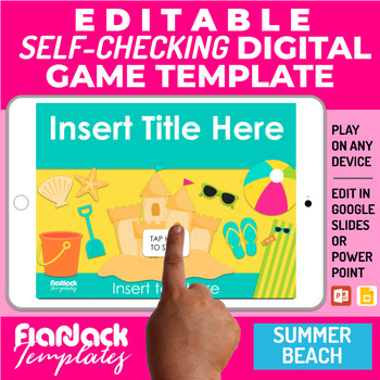 Preview of Google Slides PPT Game Template | Digital Editable Self-Checking | Summer Beach