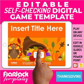 Preview of Google Slides PPT Game Template | Digital Editable Self-Checking | Thanksgiving