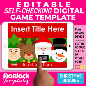 Preview of Google Slides PPT Game Template | Editable Self-Checking | Christmas Buddies