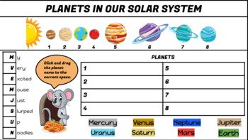 worksheets planets mnemonic