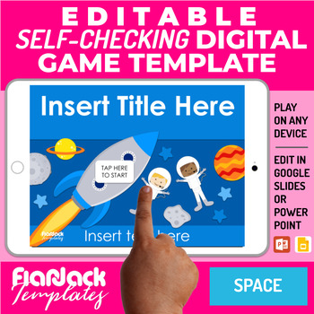 Preview of Google Slides PowerPoint Game Template | Digital Editable Self-Checking | Space