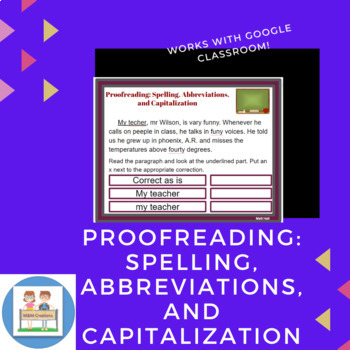 Preview of Google Slides: Proofreading: Spelling, Abbreviations, and Capitalization Sample