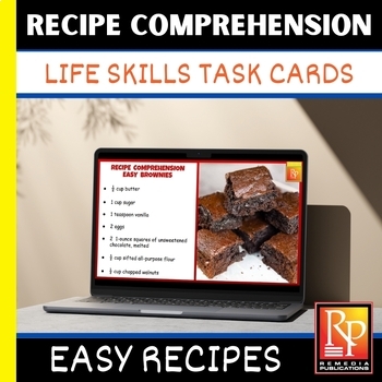 Preview of Recipe Comprehension Task Cards: Life Skill Cooking Activities GOOGLE Special Ed
